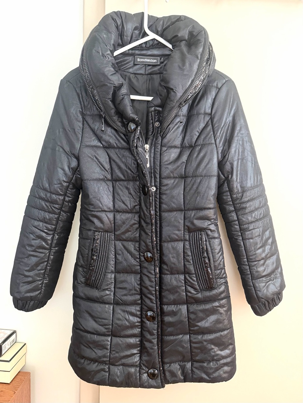 Quilted Black Long Puffer Coat small